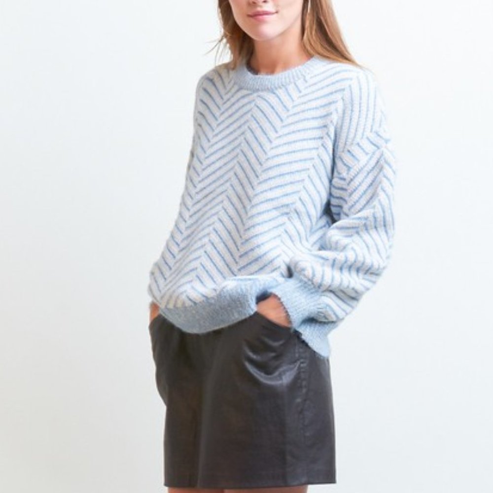 BLUE ICE Fuzzy Ultra Soft Sweater  BLUE - Picture 3 of 4
